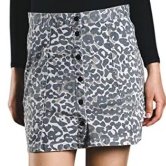 New Rebel Rogue Leopard London A-Line 100 Percent Cotton Button Up Mini Skirt XL - Picture 5 of 14